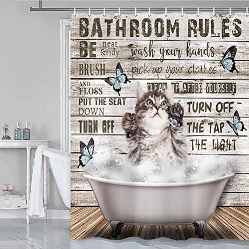 JAWO Hilarious Cat Shower Curtain for Kids - Fun Durable