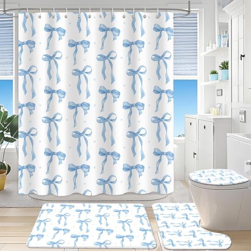 Mehount Blue Bow Bath Set for Girls