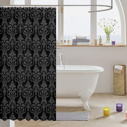 Feelyou Black Bath Curtain Set for Kids Teens 72x72