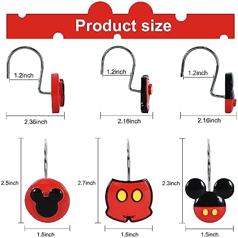 12-Piece Mouse-Themed Stainless Steel Shower Curtain Hooks Set