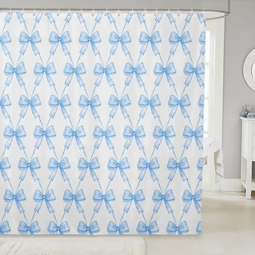 Feelyou Blue Bow Shower Curtain 72x72
