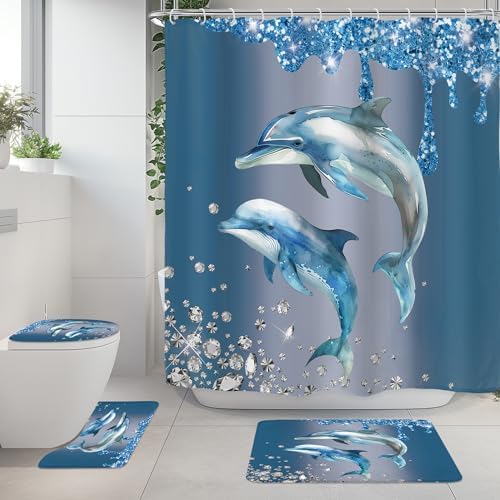 Riyidecor Dolphin Beach Decor Set for Your Bathroom