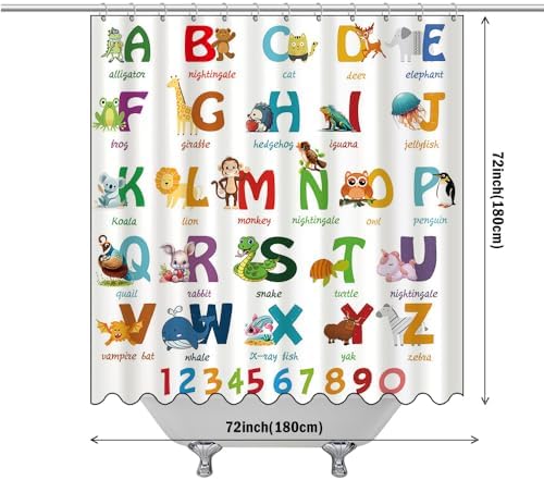 72x72 Dotoom Alphabet bath curtain for kids educational fun