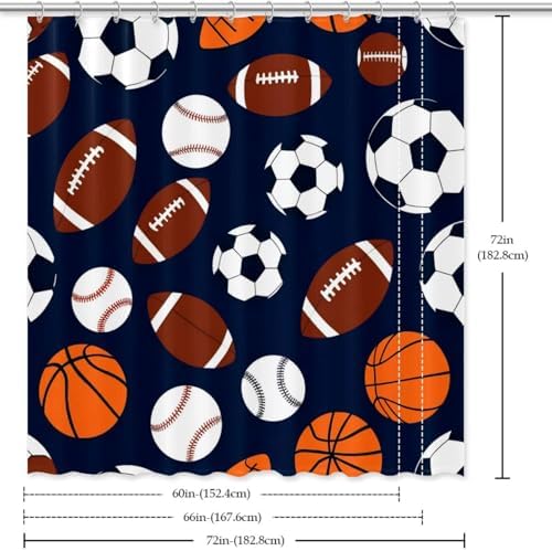 Perfect for Sports Fans Waterproof Washable Bathroom Curtain Set