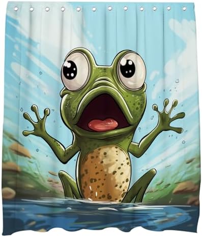 Cute and Rustic Tapestry Frog Shower Curtain Design