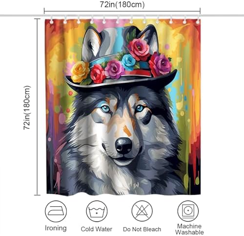 Spotlight - Cute Wolf Floral Bathroom Shower Curtain Set