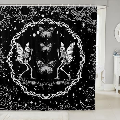 Manfei Butterfly Kids Shower Curtains - Rainbow Butterfly Bat
