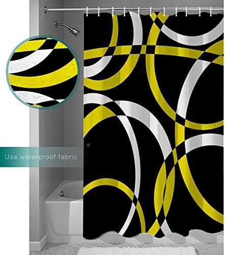 Sturdy waterproof shower curtain for bathroom with abstract geometric design