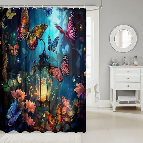 Trippy Butterfly Kids Shower Curtains Kids Bathroom Curtn 72 Wx72 H Waterproof
