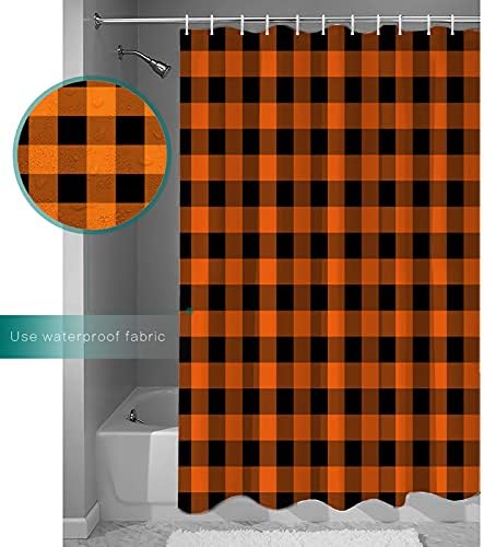 Stylish Black Orange Buffalo Check Shower Curtain