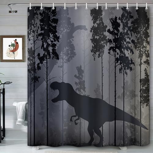 Funny Dinosaur Shower Curtain Set for Kids Boys Men 72x72in