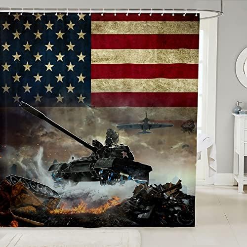 Erose Bridal American Flag Camouflage Bathroom Shower Curtain Set