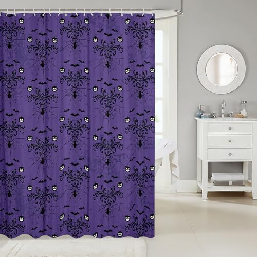 Manfei Halloween Bats Shower Curtain Set