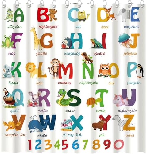 72x72 Dotoom Alphabet bath curtain for kids educational fun