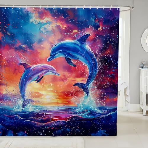 Manfei Dolphin couple shower curtains