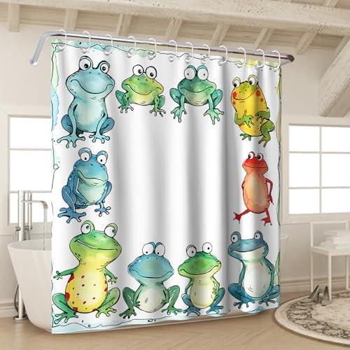 Funny Kids Shower Curtain with Hooks 72Wx72H Green