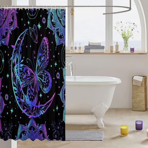 Vibrant Bohemian Gradient 72x78 Washable Bath Curtain for Kids