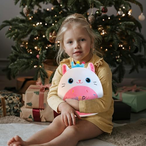 Gudisi White Cat Plushie Pillow with Crown 8 Inch 1