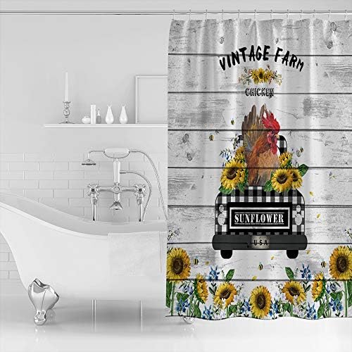Stylish Water Repellent Bathroom Curtain Set with 12 Hooks