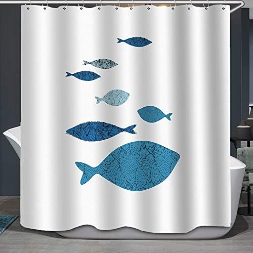 Fish Cool Designer Shower Curtain Set 72 x 72 Inches
