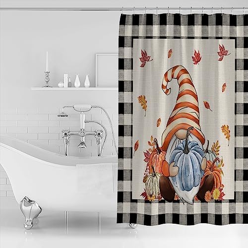 TocaHome Fall Pumpkins Waterproof Shower Curtain Set 36x78 inches