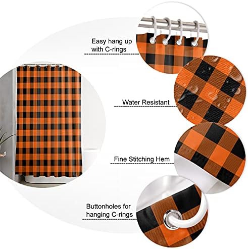 Stylish Black Orange Buffalo Check Shower Curtain