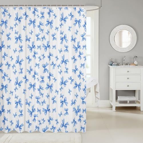 Feelyou Bow Bath Curtain for Kids Girls 72x72 Coquette Bow Knot Set