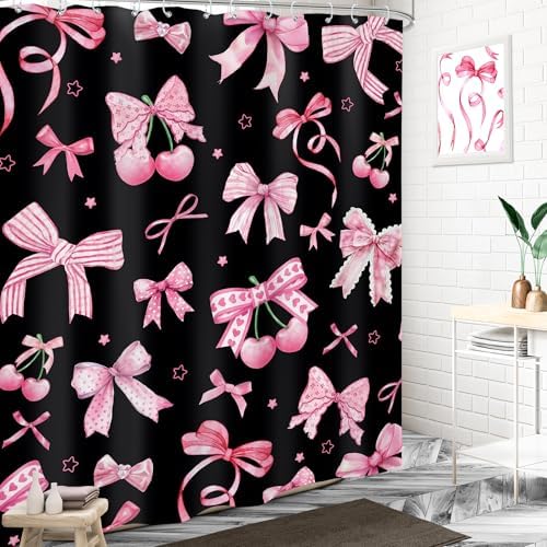 Lightinhome Pink Black Bow Showers