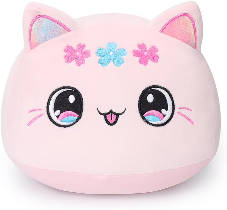 Cute Cat Plush Pillow 7 Rainbow Pink Kitten Stuffed Animal