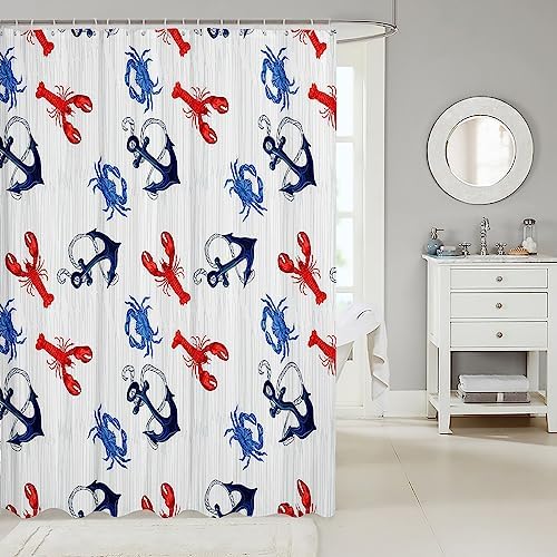 Nautical Anchor Washable Shower Curtain 72x72 for Kids