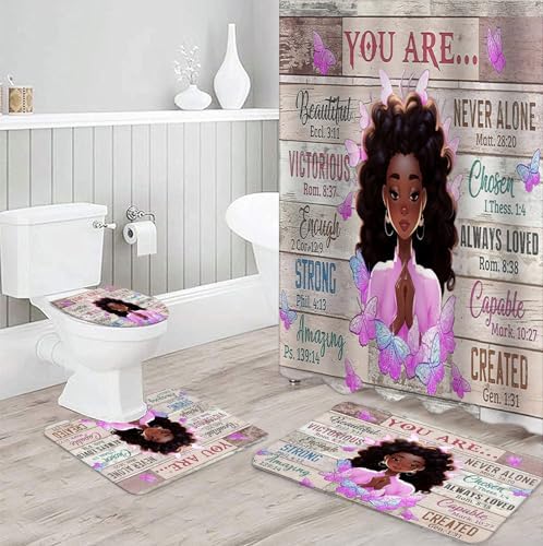 NEWSUYAA Black Girl Bathroom Set Waterproof and Durable Perfect for Daily Use
