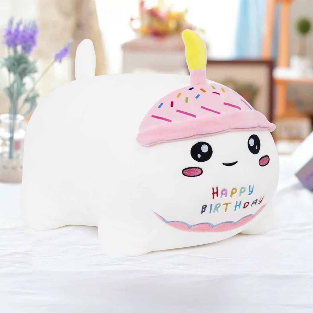 Yeqivo Birthday Cat Plush Pillow for Kids White 98 25cm