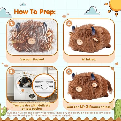 Mewaii Cute Highland Cow Plush Pillow - Soft squishy for cuddling