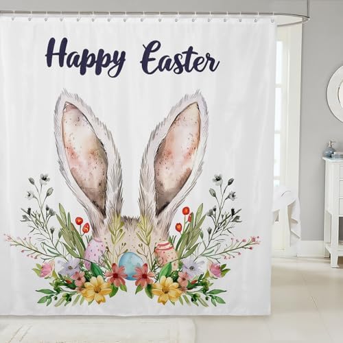 JEJELOIU Cute Rabbit Bathroom Shower Curtain Set for Kids Easter beyond