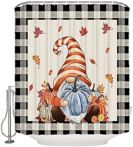 TocaHome Fall Pumpkins Waterproof Shower Curtain Set 36x78 inches