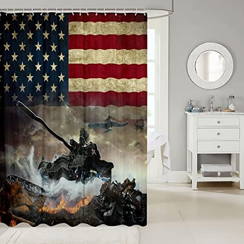 Erose Bridal American Flag Camouflage Bathroom Shower Curtain Set