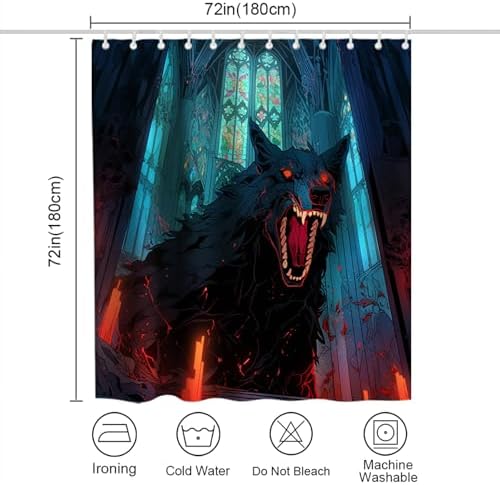 OTRANTO Funny Wolf Bathroom Shower Curtain Waterproof Durable Modern Design 72x72 inches