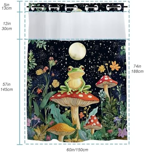 Cute Frog Shower Curtains Waffle Fabric Waterproof No Hook