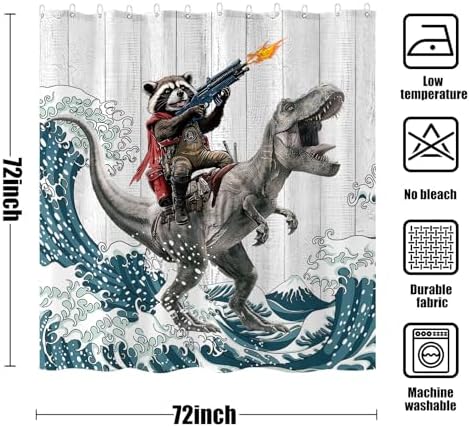Funny Raccoon Dinosaur Bath Curtain