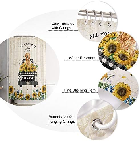 Waterproof Bathroom Shower curtain set 12 hooks Buffalo check plaid modern design