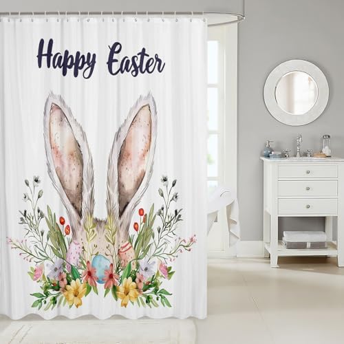 JEJELOIU Cute Rabbit Bathroom Shower Curtain Set for Kids Easter beyond