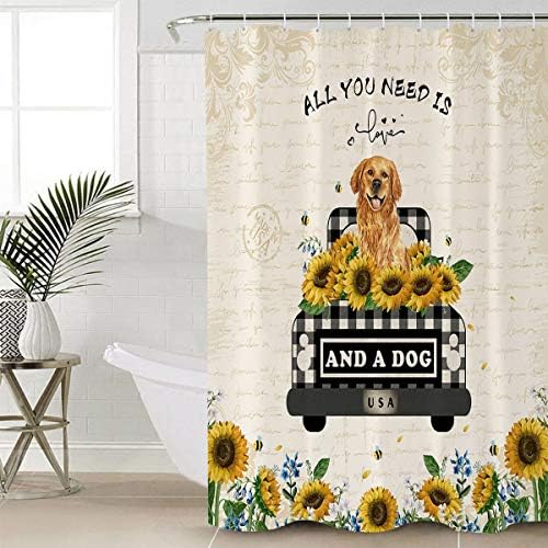 Waterproof Bathroom Shower curtain set 12 hooks Buffalo check plaid modern design