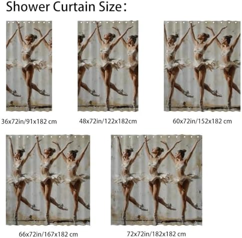 Ballet-Date Design 9-Piece Stainless Steel Shower Curtain Set 48x72 inches