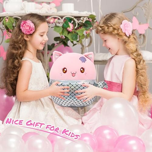 12 Mermaid Cat Plush Pillow - Soft Cuddly