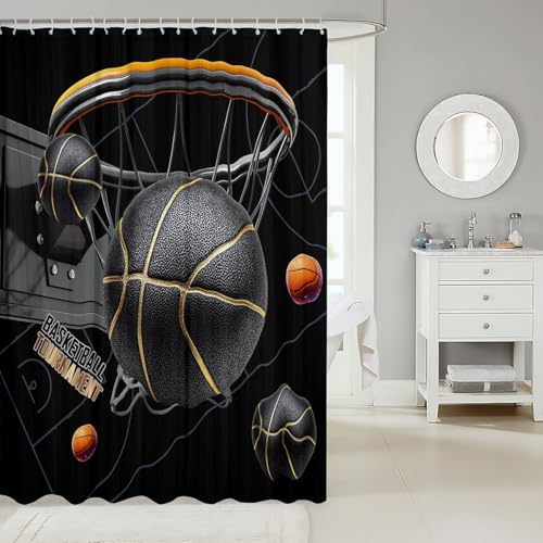 Jeffeloiu Basketball Shower Curtain