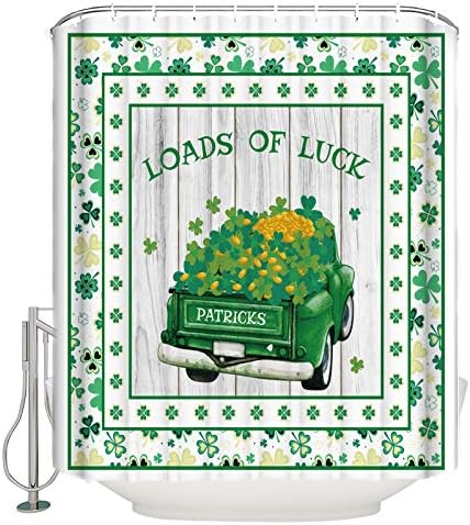 TocaHome Wooden Grain St Patricks shamrock waterproof shower curtain set