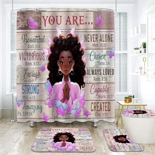NEWSUYAA Black Girl Bathroom Set Waterproof and Durable Perfect for Daily Use