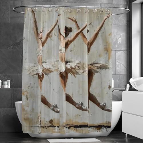 Ballet-Date Design 9-Piece Stainless Steel Shower Curtain Set 48x72 inches