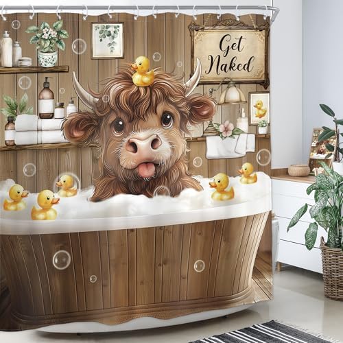 Funny Cow Cute Cattle Bull Bathroom Shower Curtain