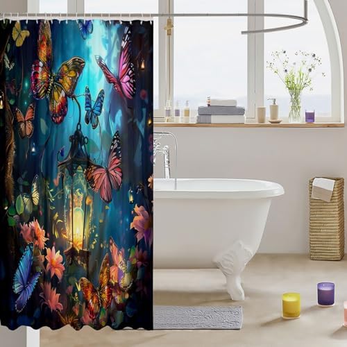 Trippy Butterfly Kids Shower Curtains Kids Bathroom Curtn 72 Wx72 H Waterproof